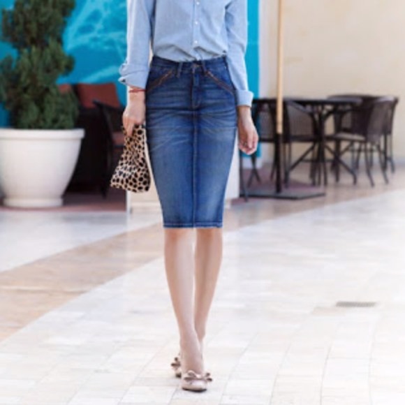 Blank NYC Denim Pencil Zipper Skirt Size 26 - Picture 7 of 16